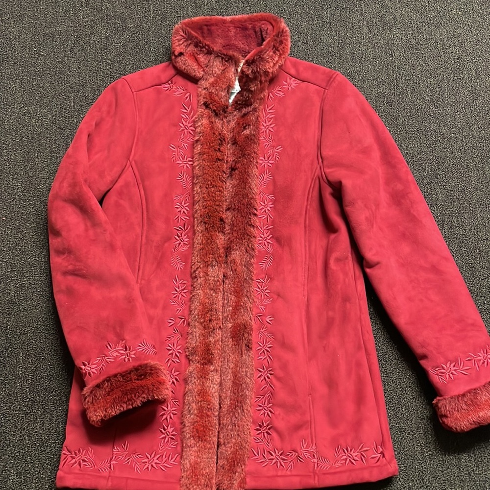 LL Bean Nordic Fur Lined Embroidered Parka